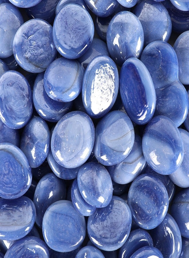 Ercole® Decorative Shiny Glossy Round Flower Glass Pebbles Kancha Stones for Vase Fillers Plant Pots Home Table Garden Fountain & Outdoor Decoration (Silk Blue, 4 Kg) - Image 2